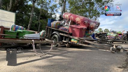 ด่านช่องจอม ชาวกัมพูชาแห่กลับประเทศ ขนทีวี ตู้เย็น พัดลม กลับภูมิลำเนา