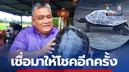 เชื่อเต่ายักษ์มาให้โชค มั่นใจเป็นตัวเดียวกับเมื่อ 5 ปีก่อน ที่ถูกทั้งหมู่บ้าน