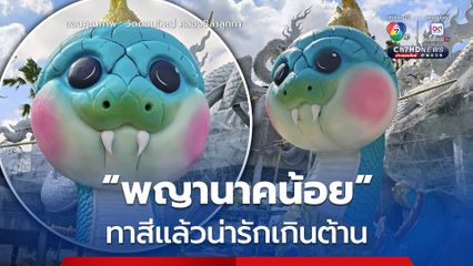 ไวรัล! รูปปั้นพญานาคน้อย วัดดอนใหญ่ ทาสีเสร็จแล้ว น่ารักเกินต้าน