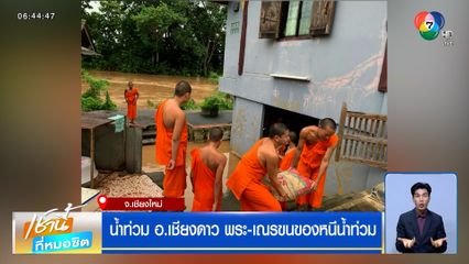 น้ำท่วม อ.เชียงดาว พระ-เณรขนของหนีน้ำท่วม