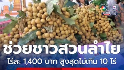 รัฐฯ ช่วยชาวสวนลำไยไร่ละ 1,400 บาท