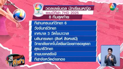 แข็งทุกทีม! จับสลากแบ่งสาย 8 ทีมสุดท้าย วอลเลย์บอล แชมป์กีฬา 7HD รอบแชมเปี้ยนส์ลีก