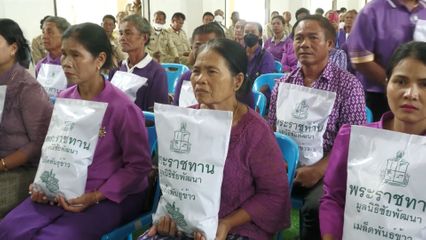 มูลนิธิชัยพัฒนา เชิญเมล็ดพันธุ์ข้าวหอมมะลิ 105 พระราชทาน ไปมอบแก่เกษตรกรและราษฎรในจังหวัดสุรินทร์