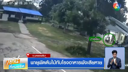 พายุพัดต้นไม้ทับโรงอาหารพังเสียหาย