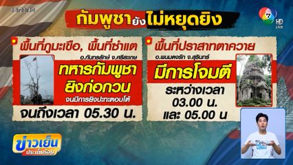 กัมพูชาละเมิดข้อตกลง ยิงไม่หยุดถึงเช้า