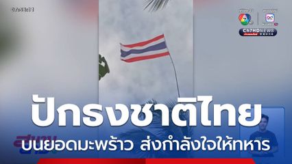 ปักธงชาติไทยบนยอดมะพร้าว ส่งกำลังใจให้ทหาร