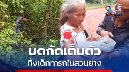 พ่อแม่ใจอำมหิต! ทิ้งลูกทารกในสวนยางพารา ปล่อยมด-ยุงกัดเต็มตัว