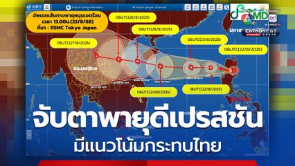 กรมอุตุนิยมวิทยา ประกาศเฝ้าระวังพายุดีเปรสชันบริเวณฟิลิปปินส์ มีแนวโน้มทวีกำลังแรงกระทบไทย