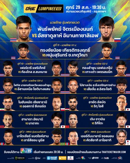 ONE ลุมพินี : พันธ์พยัคฆ์ จิตรเมืองนนท์ วัดพลัง อัสซาดูลาห์ อิมานกาซาลิเอฟ นำทัพบู๊เดือด ONE ลุมพินี 122