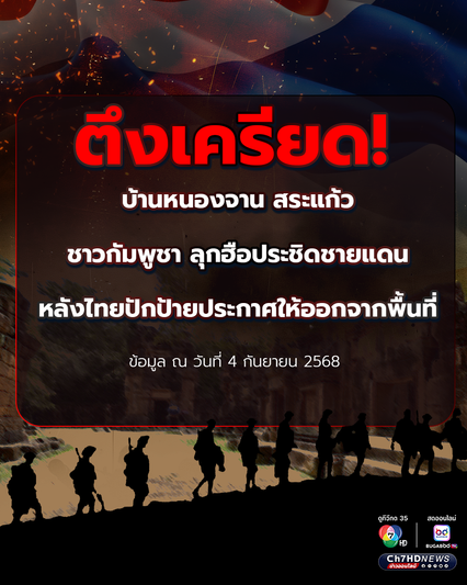 ตึงเครียด! ชาวกัมพูชา ลุกฮือ ประชิดชายแดนบ้านหนองจาน สระแก้ว หลังไทยปักป้ายประกาศให้ออกจากพื้นที่
