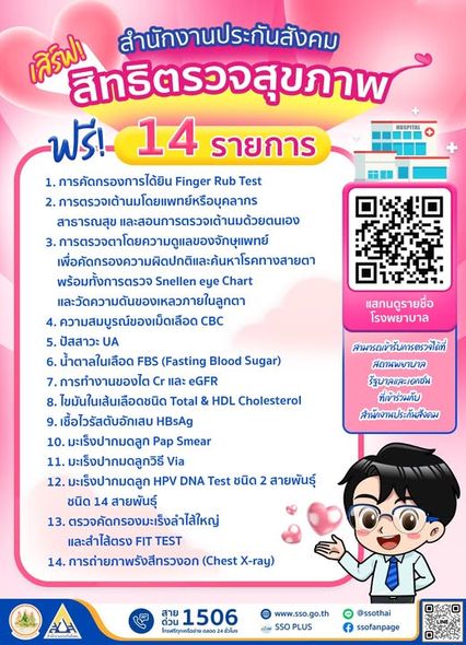 ตรวจ 14 รายการฟรี! ประกันสังคมได้สิทธิตรวจสุขภาพประจำปี