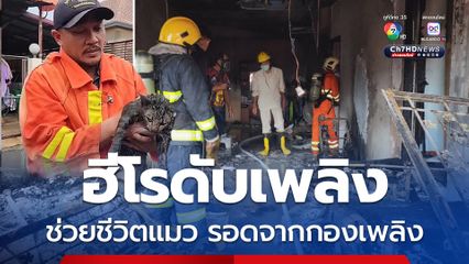 ฮีโรดับเพลิง ช่วยชีวิตเจ้าแมวเหมียว รอดชีวิตจากเหตุเพลิงไหม้