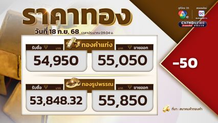 เปิดตลาดราคาทอง ราคาทองปรับลง 50  บาท 