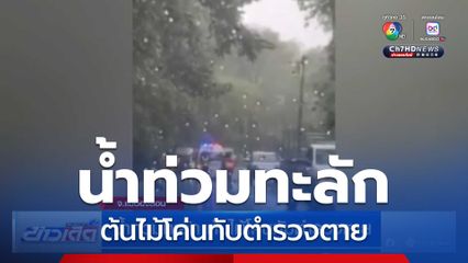 น้ำท่วมทะลัก ต้นไม้โค่นทับตำรวจตาย