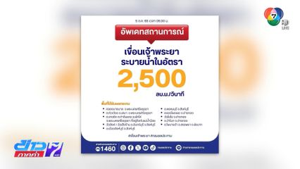 เขื่อนเจ้าพระยา ระบายน้ำ 2,500 ลบ.ม./วินาที