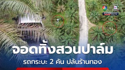 พบรถกระบะ 2 คัน ใช้ก่อเหตุปล้นร้านทอง จอดทิ้งในสวนปาล์ม