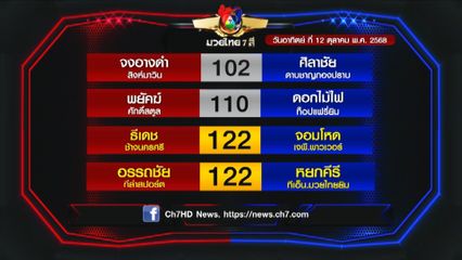 มวยเด็ด วิกหมอชิต : โปรแกรมวันอาทิตย์ที่ 12 ตุลาคม 2568