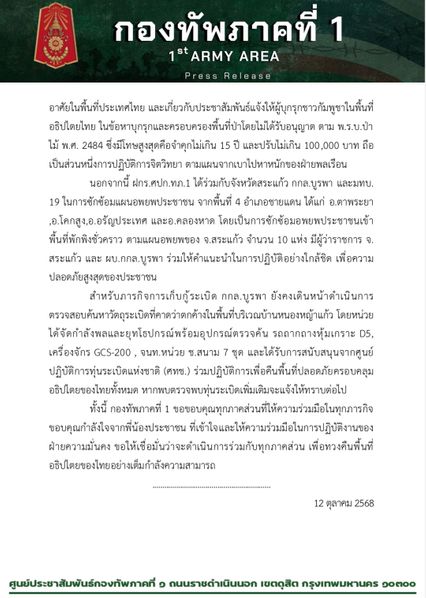 แผนเบาไปหาหนัก รถแห่เปิดเสียงสารคดี-อัตราโทษผู้บุกรุกแผ่นดินไทย