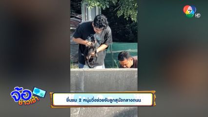ชื่นชม 2 หนุ่มวิ่งช่วยจับลูกสุนัขกลางถนน