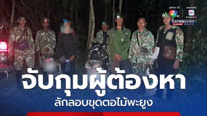จับกุมผู้ต้องหา 2 ราย ลักลอบขุดตอไม้พะยูง พร้อมของกลางอาวุธปืนและยาบ้า