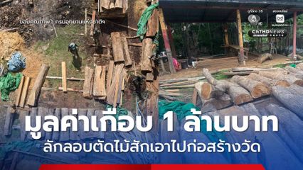 มูลค่าเกือบ 1 ล้านบาท ลักลอบตัดไม้สักเอาไปก่อสร้างวัด