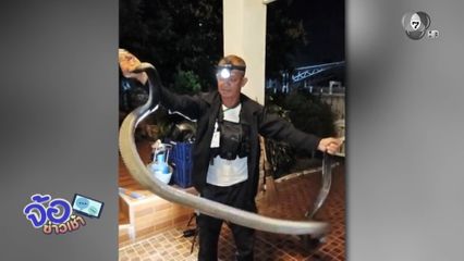 ผวา งูจงอางยาวกว่า 3 เมตร เข้าบ้าน