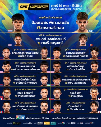 ONE ลุมพินี : 24 นักสู้ผ่านด่านตาชั่ง พร้อมปะทะเดือด ศึก ONE ลุมพินี 133