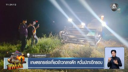 เกษตรกรเร่งเกี่ยวข้าวกลางดึก หวั่นปะทะอีกรอบ จ.อุบลราชธานี
