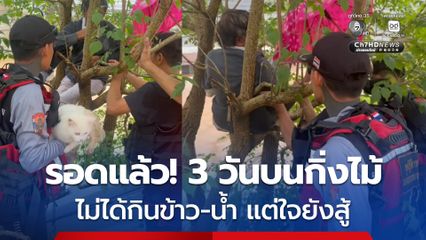 รอดแล้ว! 3 วันบนกิ่งไม้ ไม่ได้กินข้าว-น้ำ แต่ใจยังสู้
