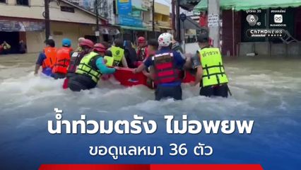 น้ำป่าซัดท่วมย่านตาขาว กู้ภัยเร่งอพยพ หญิงไม่ยอมทิ้งบ้าน ขอดูแลหมา