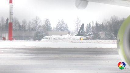 เครื่องบินโดยสารไถลออกนอกรันเวย์ ที่ลิทัวเนีย