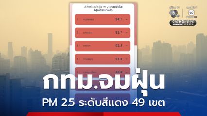 GISTDA เผยค่าฝุ่น PM2.5 ระดับสีแดง พื้นที่ กทม. 49 เขต