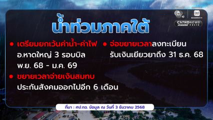 ศป.กฉ. จ่อชง ครม. ยกเว้นค่าน้ำค่าไฟ พื้นที่ “หาดใหญ่” 3 รอบบิล