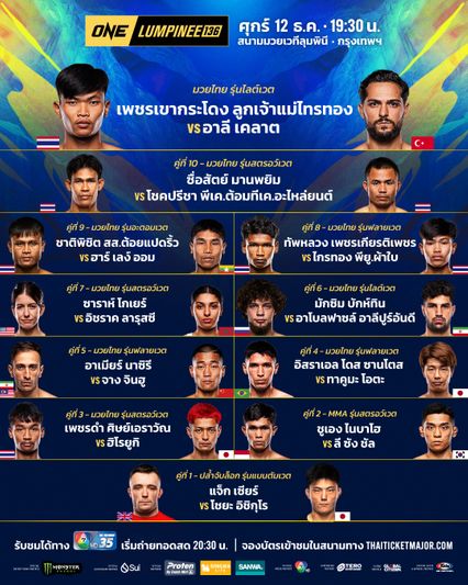ONE ลุมพินี : 22 นักสู้พร้อมประชันเดือดศึก ONE ลุมพินี 136