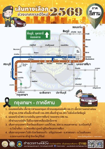 ปีใหม่ 2569 แนะเส้นทางเลือกเลี่ยงรถติด เดินทางกลับบ้าน ทั้ง 4 ภาค เช็ก!