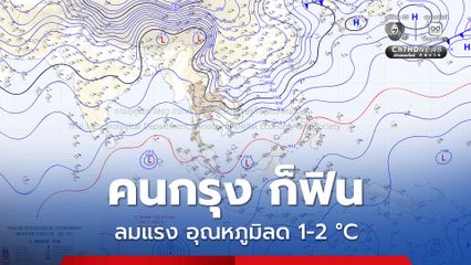 อุณหภูมิทั่วไทยเฉลี่ยลดลง 1–3 องศาเซลเซียส อากาศหนาวเย็น ลมแรง