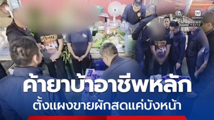 รวบพ่อค้าตั้งแผงขายผักสดแค่บังหน้า ค้ายาบ้าอาชีพหลัก