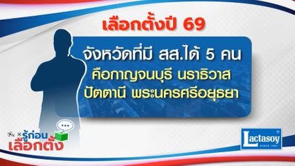รู้ก่อนเลือกตั้ง 2569 : เลือกตั้งปี 69 จังหวัดที่มี สส.ได้ 5 คน คือกาญจนบุรี นราธิวาส ปัตตานี พระนครศรีอยุธยา