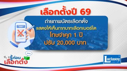รู้ก่อนเลือกตั้ง 2569 : ถ่ายภาพบัตรเลือกตั้ง แสดงให้เห็นกากบาทเลือกเบอร์ใด โทษจำคุก 1 ปี ปรับ 20,000 บาท