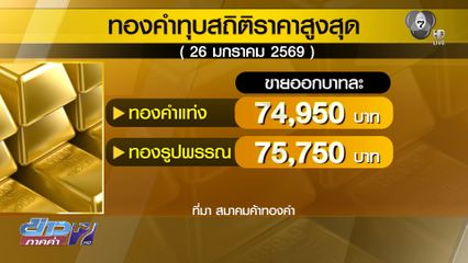 ราคาทองพุ่งทุบสถิติใหม่ต่อ ทองแท่งใกล้ 75,000 บาท