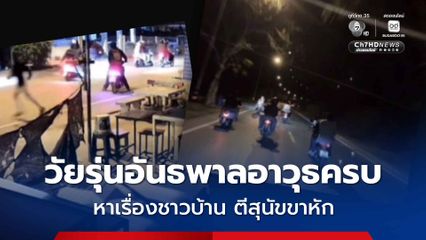 แก๊งวัยรุ่นขี่รถ จยย.หาเรื่องชาวบ้าน ตีสุนัขขาหัก