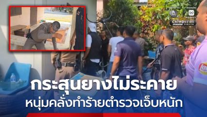 หนุ่มคลั่งสุดขีด ถือมีดพร้าไล่ฟันป่วน ตำรวจบาดเจ็บ 2 นาย