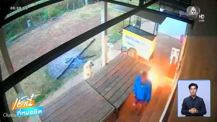 ภาพกล้องวงจรปิด โยนประทัดใส่และกระหน่ำตีสุนัข