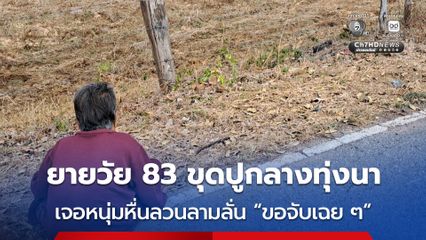 ยายวัย 83 ขุดปูกลางทุ่งนา เจอหนุ่มหื่นปรี่เข้ามาลวนลาม-สำเร็จความใคร่ ก่อนหลบหนีไป 