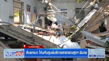 ต้นยางนา โค่นทับศูนย์บริการสาธารณสุขฯ พิมาย จ.นครราชสีมา