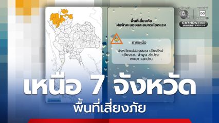 เตือน! แม่ฮ่องสอน เชียงใหม่ เชียงราย ลำพูน ลำปาง พะเยา น่าน ฝนฟ้าคะนอง ลมกระโชกแรงบางแห่ง 20% ของพื้นที่