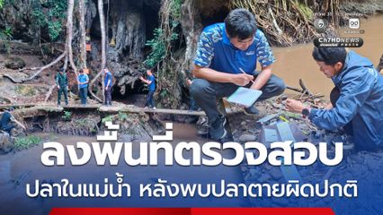 ลงพื้นที่ตรวจสอบปลาในแม่น้ำลางบริเวณถ้ำผามอน หลังพบปลาตายผิดปกติเป็นจำนวนมาก