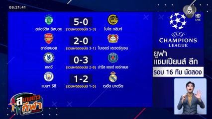 ศึกยูฟ่า แชมเปี้ยนส์ ลีก รอบ 16 ทีมสุดท้าย นัดที่ 2 สปอร์ติง ลิสบอน ชนะ โบโด กลิมท์ 5-3