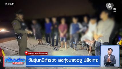 วัยรุ่นหนีตำรวจ ลงทุ่งนาเจองู ปลิงเกาะ