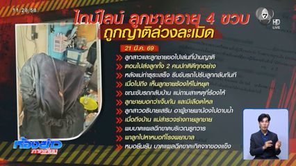 แม่ร้อง ลูกชายอายุ 4 ขวบ ถูกญาติล่วงละเมิดทางเพศ จ.เลย